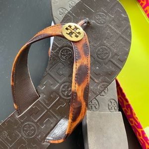 Tory Burch Lightly worn leopard print flip flop